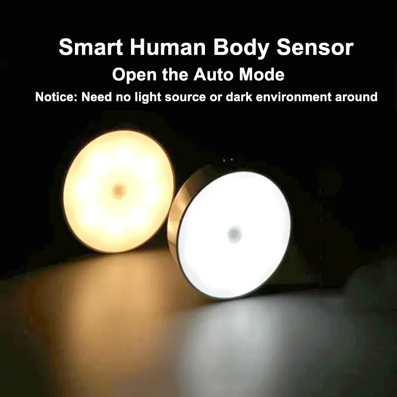 LED Smart Human Body Sensor Night Lamp Emergency Automatic Lighting USB Charging Wireless Magentic Suction Use Night Light - THOOBO!