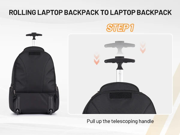 OIWAS AeroRoll 20" Convertible Trolley Backpack — Waterproof Business & Travel Carry-On with Laptop Compartment