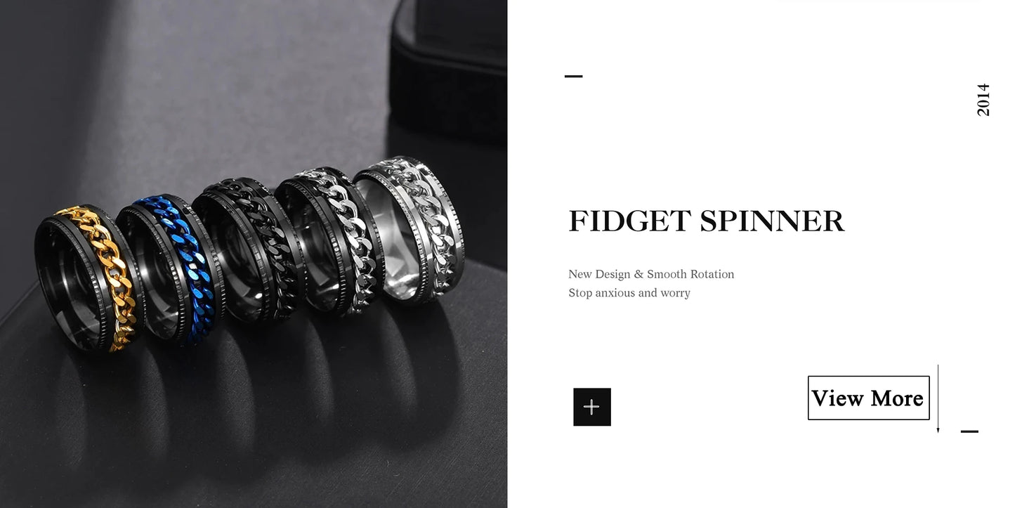 GearFury Chain-Spin Ring — Titanium Steel Grind, Zero-Noise Focus, 8mm Biker Cool (BT*8019)