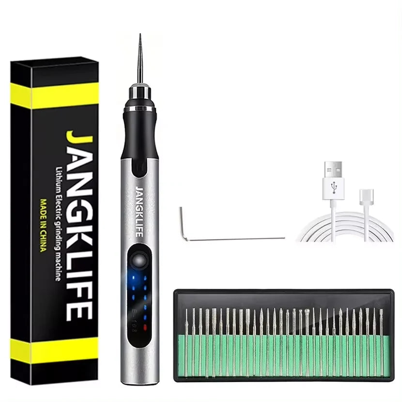 JANGKLIFE VoltCraft — Cordless USB Rotary Engraving Tool Kit for Wood, Metal, Jewelry & Glass