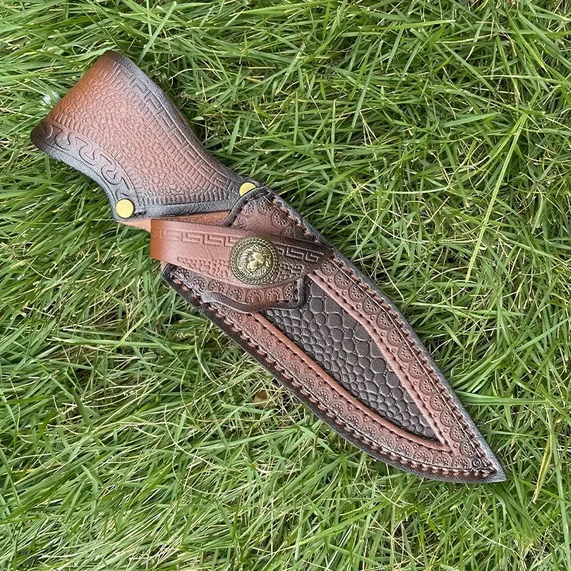 Ironhide EdgeGuard Leather Knife Sheath — Handcrafted Cowhide Belt Sheath with Buckle Pocket for Everyday Carry