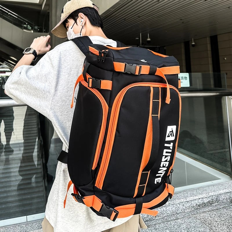 PatchVibe Titan — 75L Waterproof Gym & Travel Backpack w/ Shoe Garage + Laptop Vault