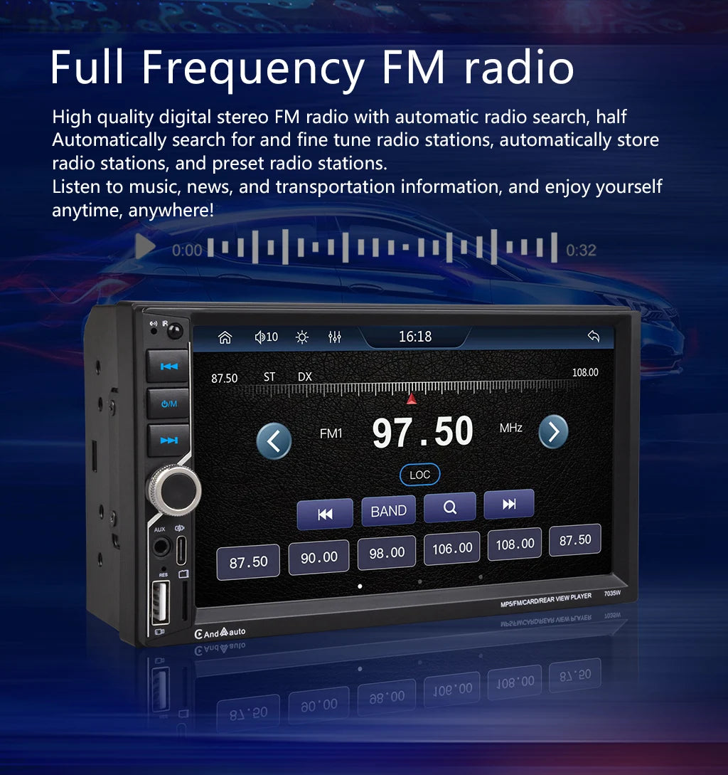 ESSGOO 7" Double Din CarPlay Android Auto Multimedia Player With HD Touchscreen & DSP Sound