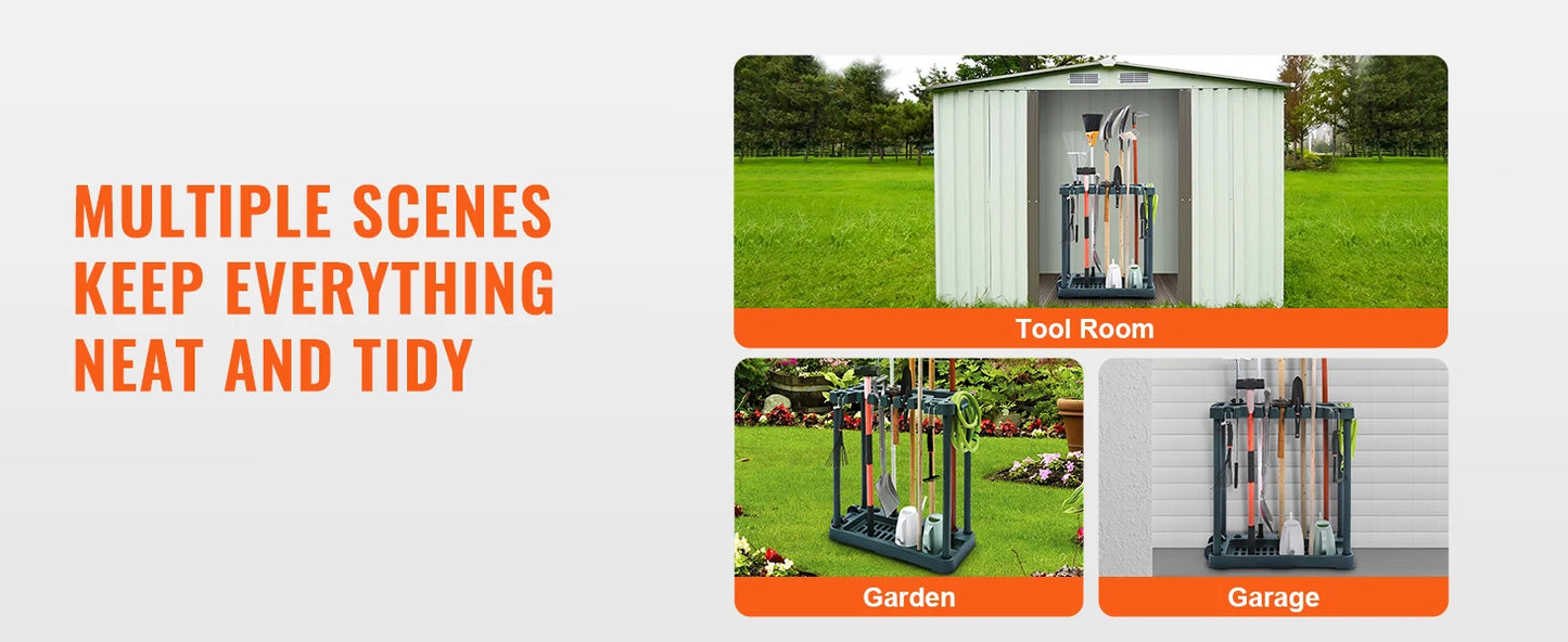 YardMaster 10-Slot Garden Tool Organizer – Heavy-Duty Storage Rack for Rakes, Shovels, Brooms & Garage Gear