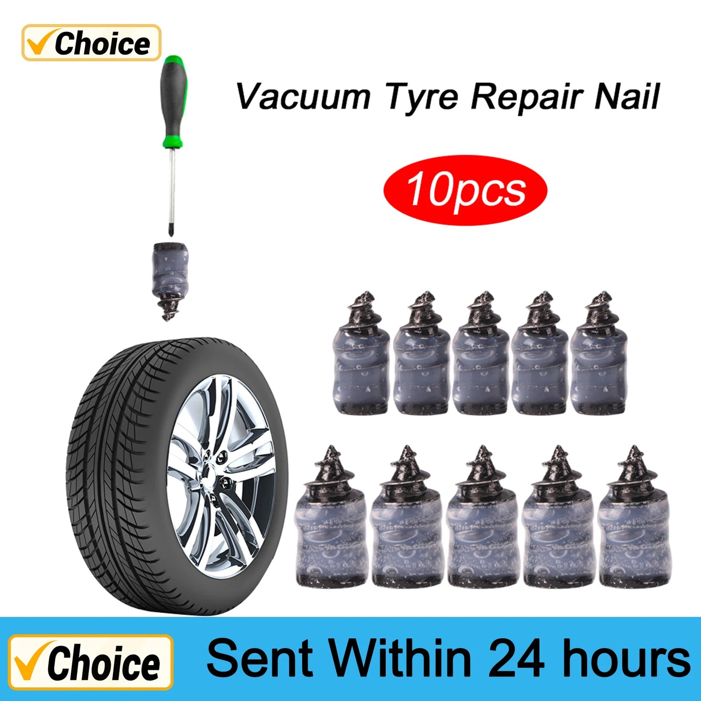 Tire Puncture Repair Nails for Car Motorcycle Scooter Bike Vacuum Tyre Repairing Rubber Metal Nail Set Car Tire Accessories - THOOBO!