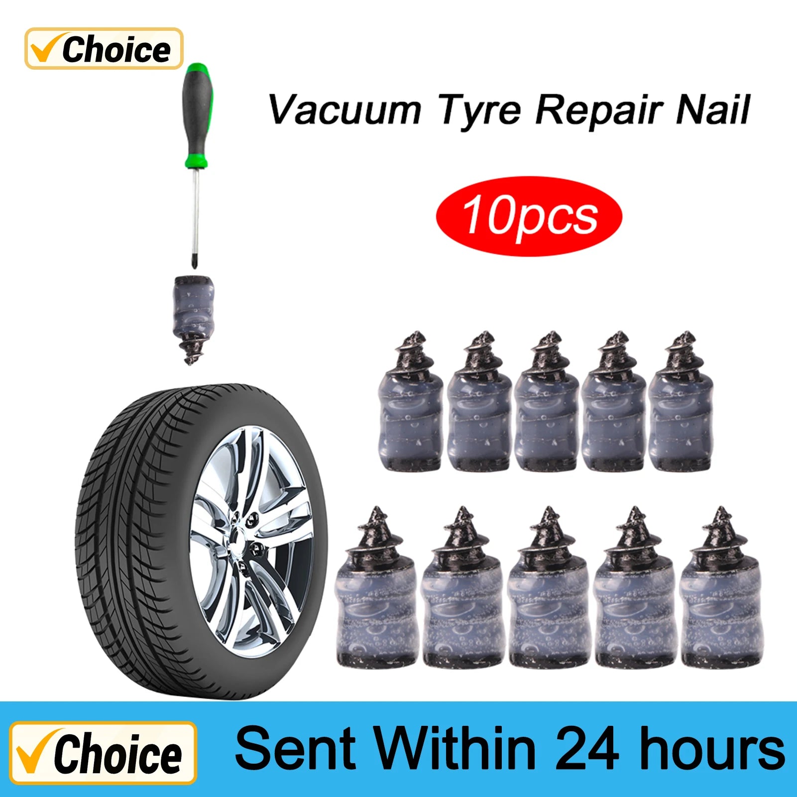 Tire Puncture Repair Nails for Car Motorcycle Scooter Bike Vacuum Tyre Repairing Rubber Metal Nail Set Car Tire Accessories - THOOBO!
