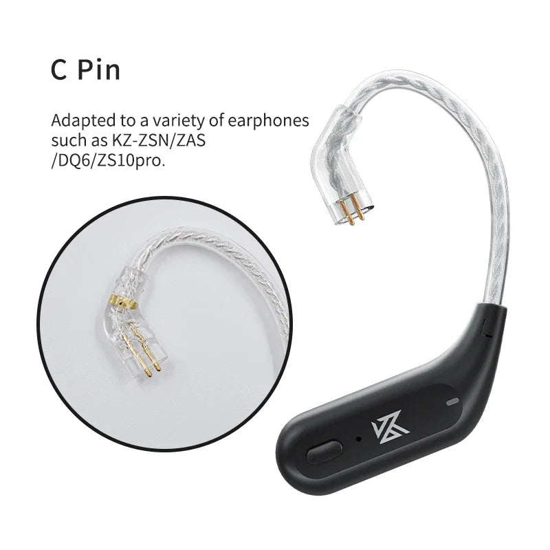 KZ AZ09 Wireless Upgrade Cable Bluetooth 5.4 Noise Reduction Bluetooth Module Upgrade Cable Ear Hook With Charging Case For ZS10
