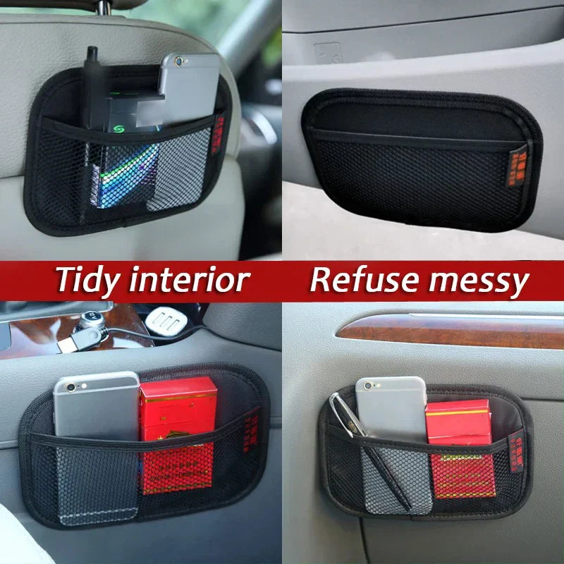 Car Storage Bag Oxford Fabric Mesh Nets Auto Organizer Car Door Dashboard Seat Back Net Pocket Car Interior Stowing Tidying Kit