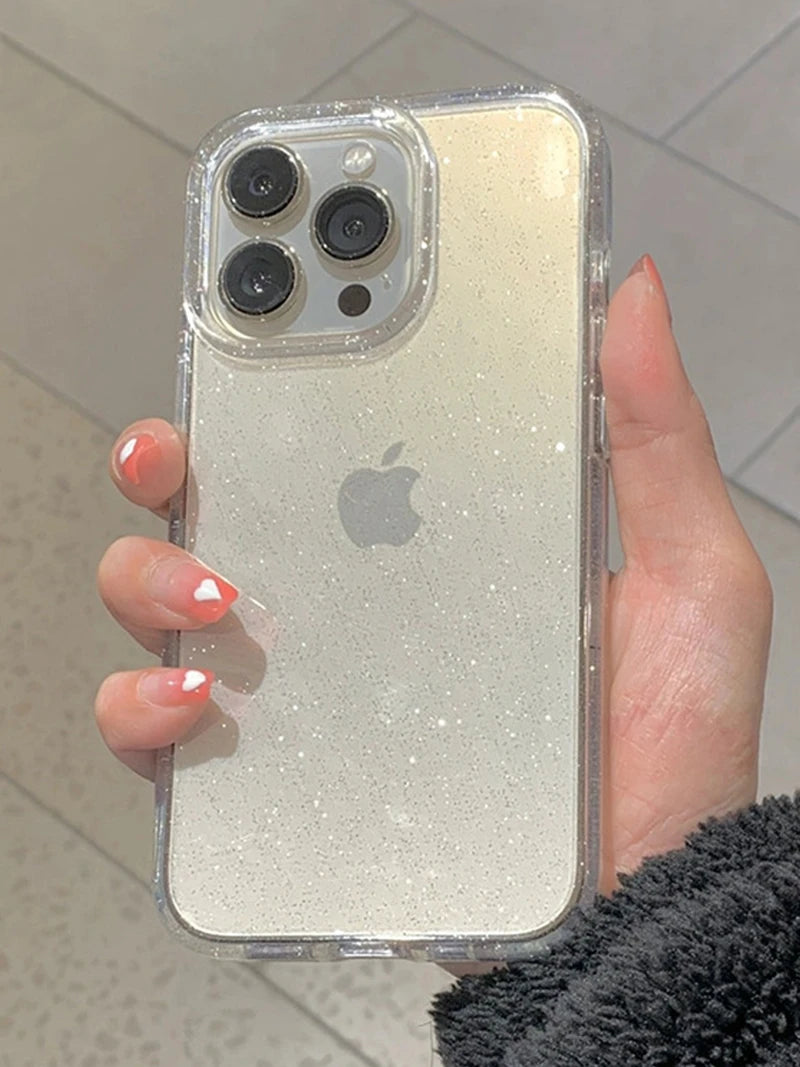 THOOBO! GlitzSnap LuxeCase – Transparent Glitter Bumper Cover for iPhone 16/15/14/13/12/11 Pro Max Mini (Shockproof, Washable, Non-Slip Bling!)