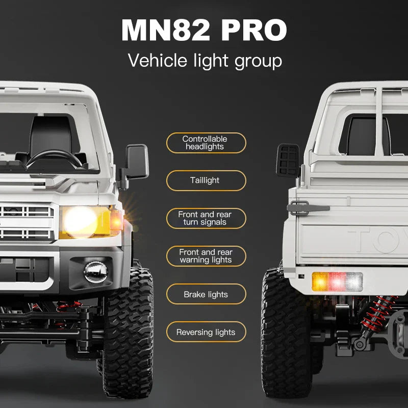 ZWN 1:12 RC Car MN82 PRO 4WD Off-Road Truck with Headlights