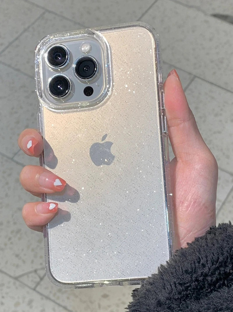 THOOBO! GlitzSnap LuxeCase – Transparent Glitter Bumper Cover for iPhone 16/15/14/13/12/11 Pro Max Mini (Shockproof, Washable, Non-Slip Bling!)