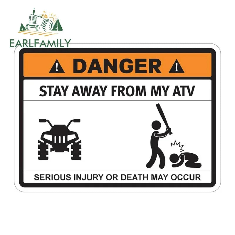 Stay Away From My ATV Sticker – 3D waterproof decal for rides, gear & mischief