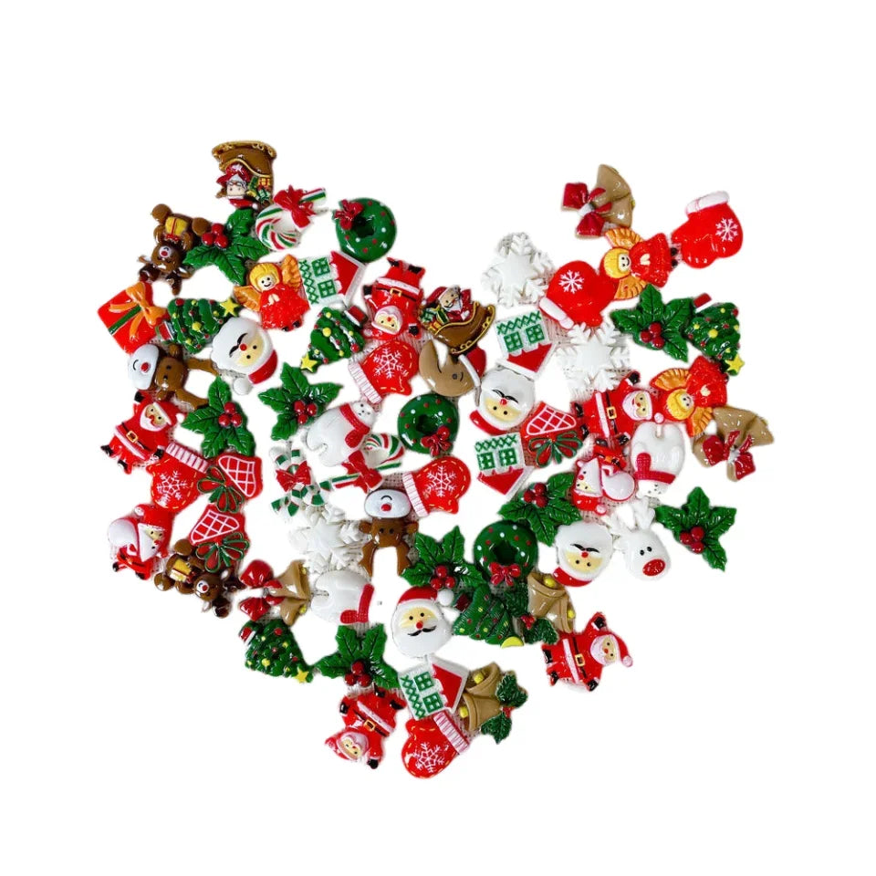 50pcs Christmas Resin Flatbacks for DIY Crafts & Jewelry Making
