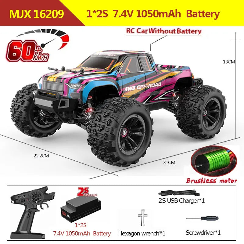 Hyper Go MJX 16209 16207 16208 16210 1/16 4WD RC Car 70KM/H Brushless  RC Racing Car Remote Control Cars Off-Road Truck Toys