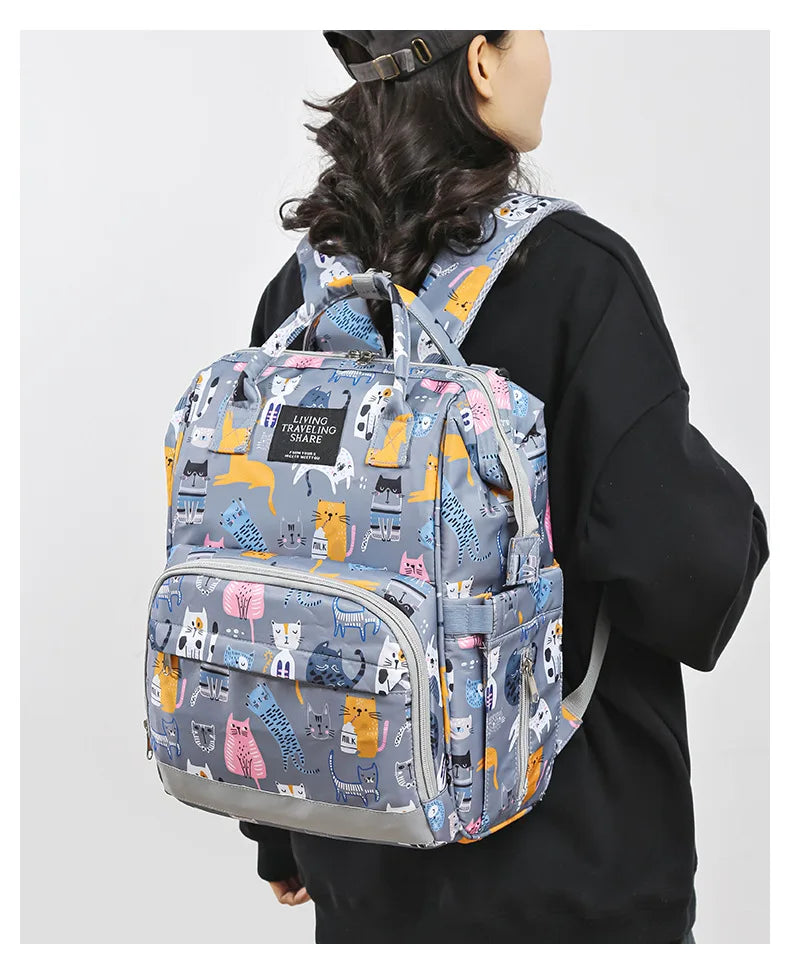 JoyTrail Mommy Backpack — Lightweight Printed Nylon Maternity & Baby Travel Bag with Large Capacity