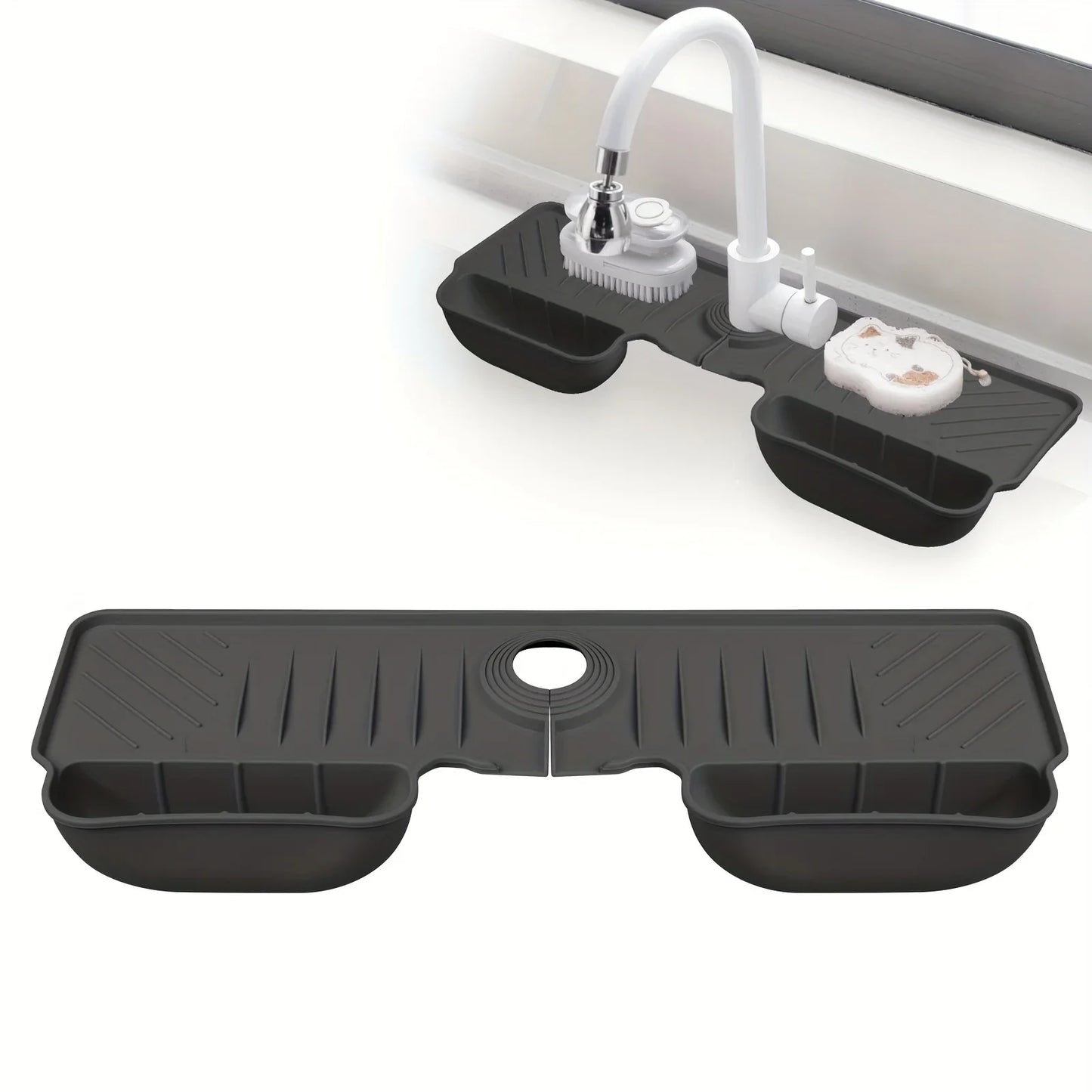 Premium Silicone Kitchen Faucet Splash Guard Mat - Absorbent Drainage Pad for Countertop Protection & Drying - Essential Kitchen Accessory 2025
