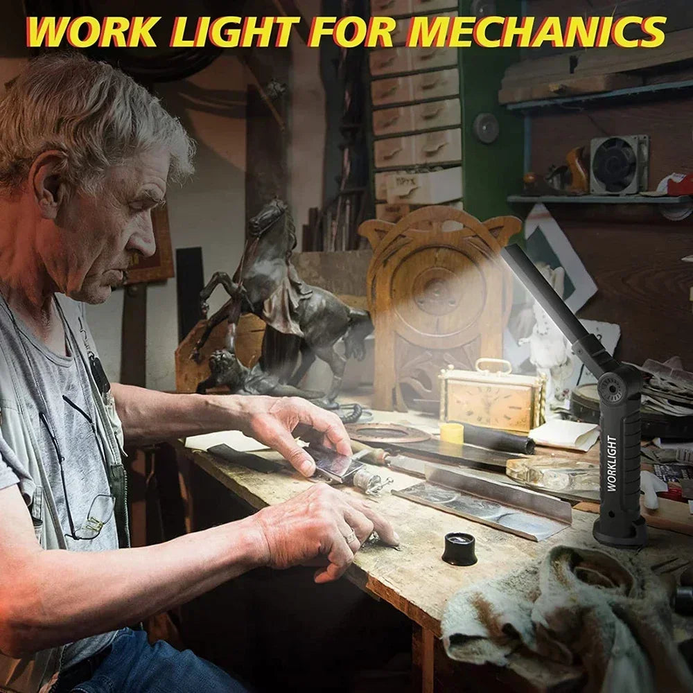 “Grip & Glow Pro” Magnetic COB LED Work Light – Pocket Torch Meets Power Bank