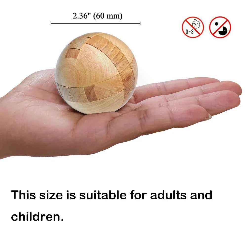 Wooden Kongming Lock Sphere Puzzle | 3D Brain Teaser Toy for Kids & Adults