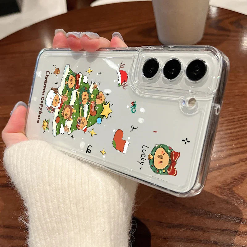 Cartoon Gifts Christmas Case For Samsung Galaxy S25 S24 Ultra S23 S22 Plus S21 FE A15 A16 A17 A26 A35 A36 A54 A55 A56 5G Funda