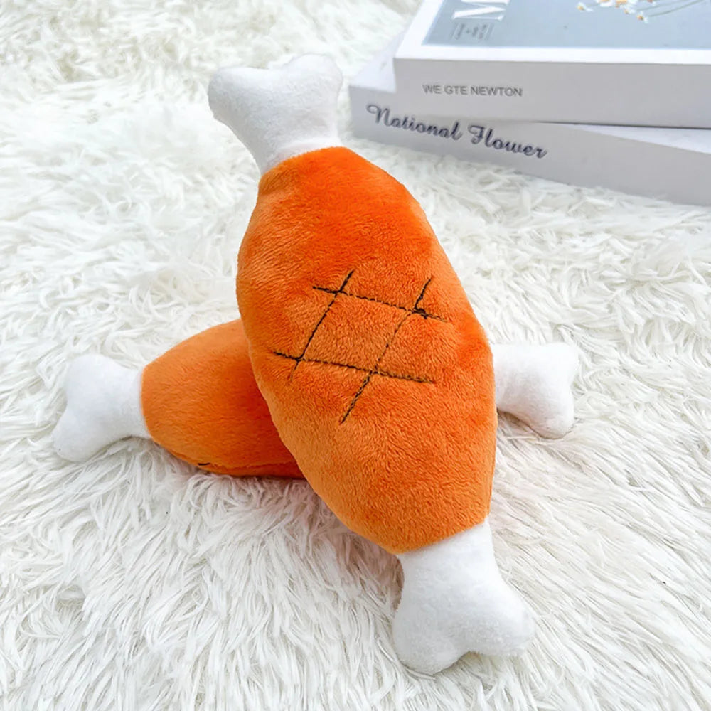 Chomp Charmers Plush Squeaky Bone & Carrot Toys – Built for Wiggles, Designed for Chewers!