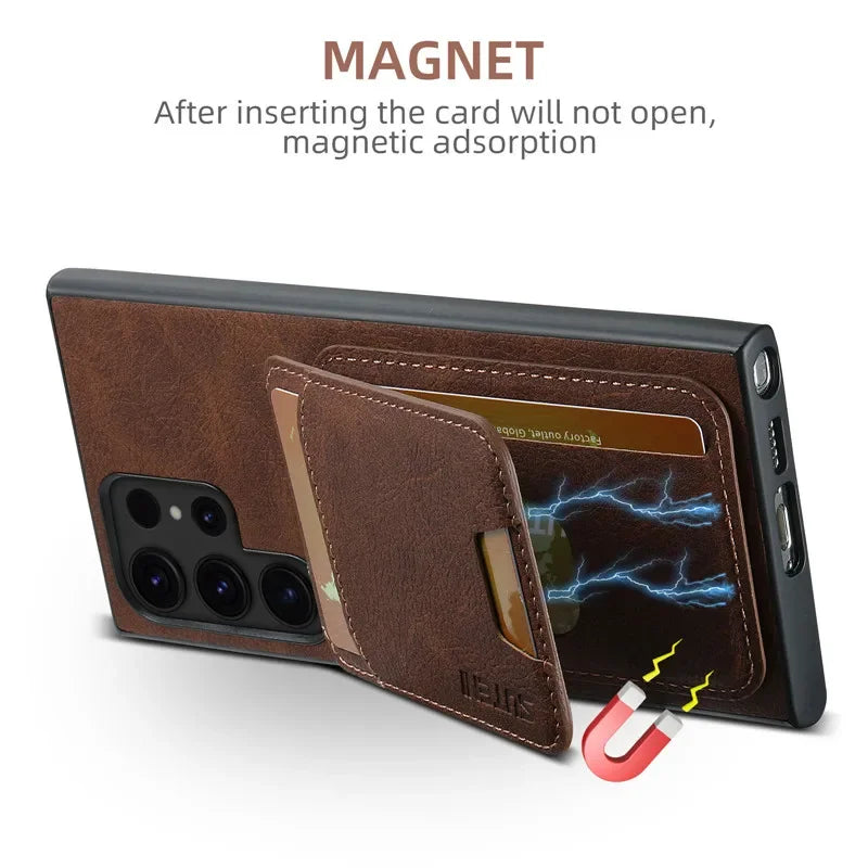 Leather Magnetic Multifunctional Wallet Phone Case For Samsung S24 Ultra S23 S22 Ultra Note20 Ultra S24 Plus