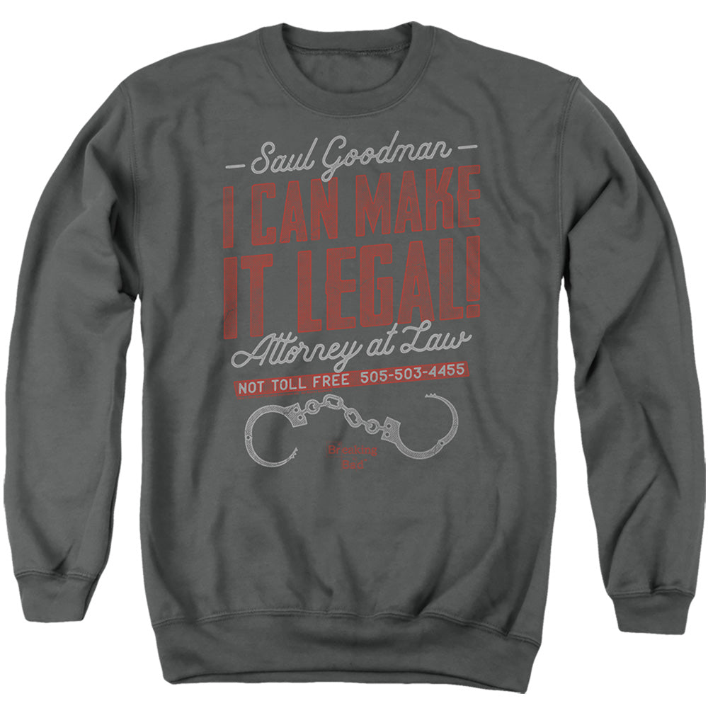 Breaking Bad Make It Legal Mens Crewneck Sweatshirt Charcoal Officially Licensed