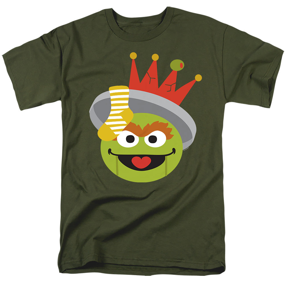 Sesame Street Christmas Nutcracker Oscar The Grouch Mens T Shirt Military Green Officially Licensed