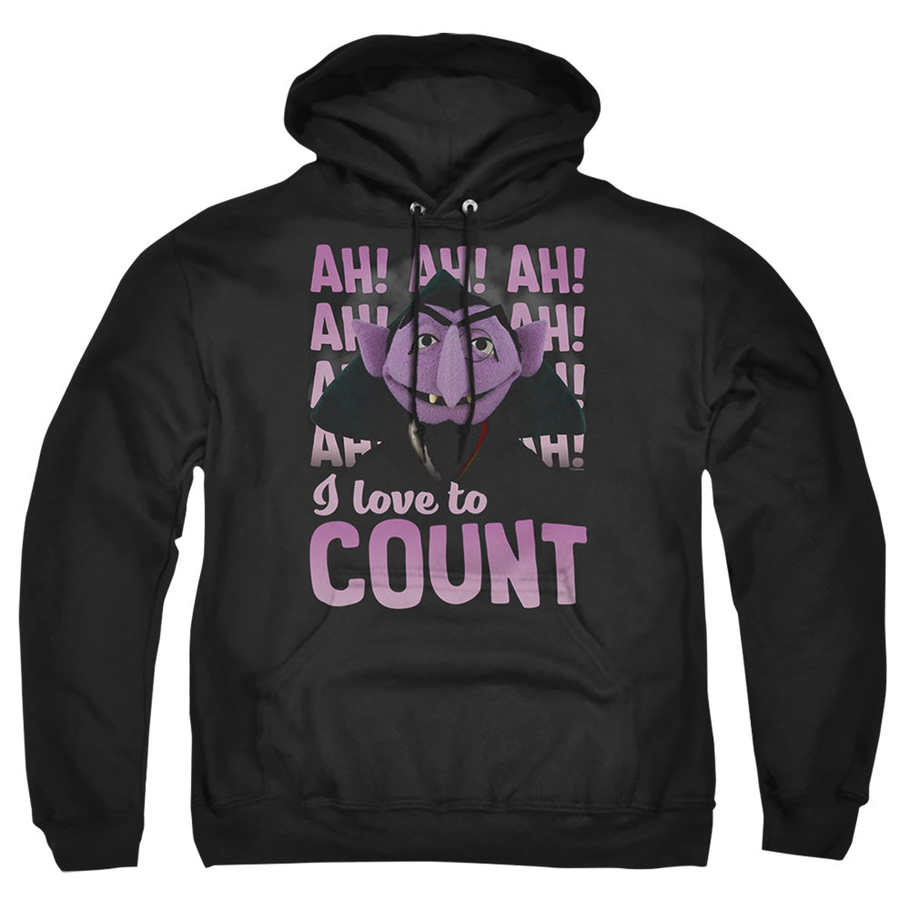 Sesame Street The Count Ah! Ah! Ah! Mens Hoodie Black Officially Licensed
