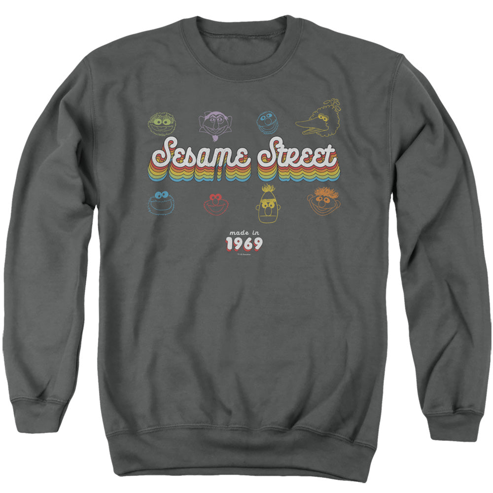 Sesame Street Made In 1969 Mens Crewneck Sweatshirt Charcoal Officially Licensed