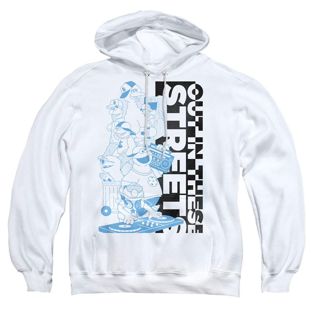 Sesame Street Out In These Streets Mens Hoodie White Officially Licensed