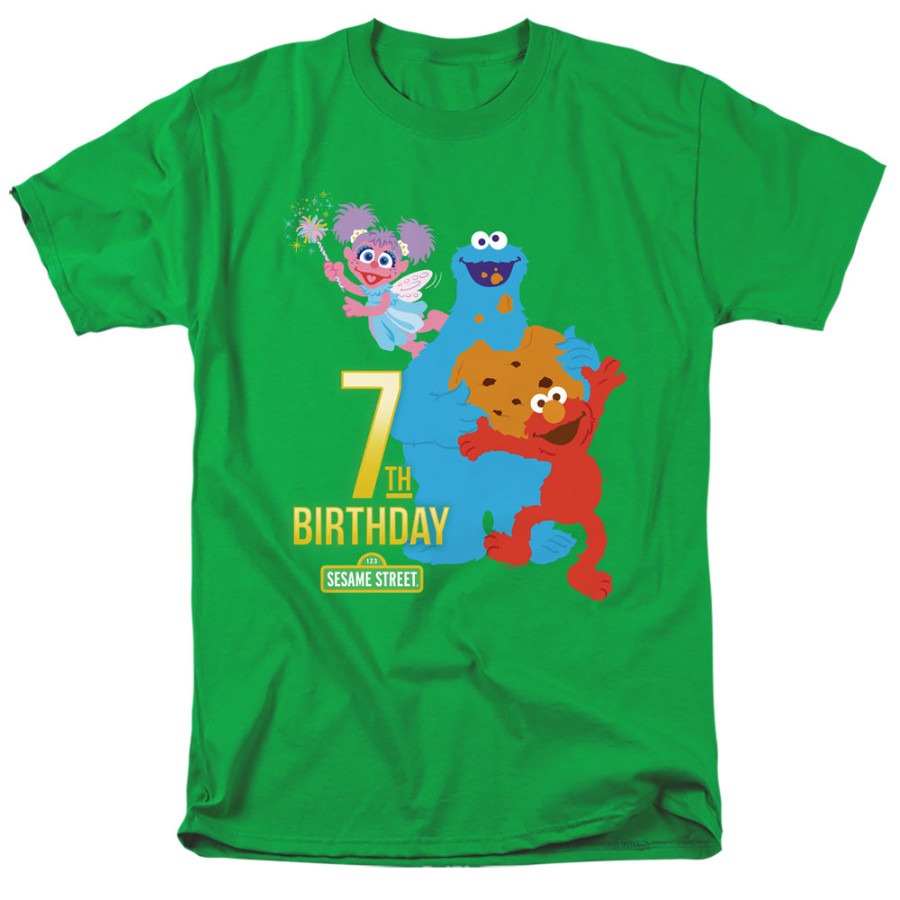 Sesame Street 7Th Birthday Mens T Shirt Kelly Green Officially Licensed