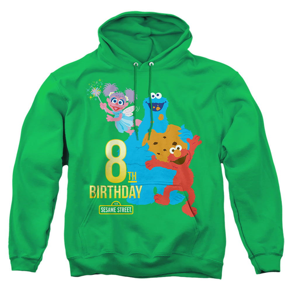 Sesame Street 8Th Birthday Mens Hoodie Kelly Green Officially Licensed