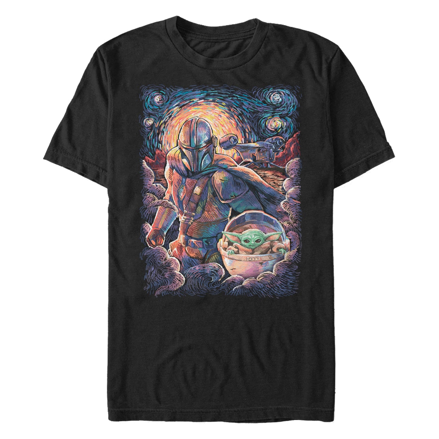 Star Wars Mando Child Razor Painty Stars Mens T Shirt