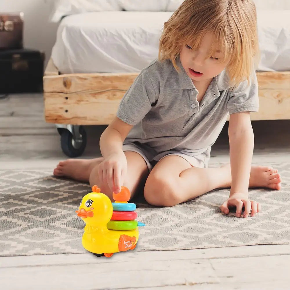 Moving Duck Toys Electric Duck Teether Ring Colorful Interactive Electric Children Toy With Music And Lights For Home - THOOBO!