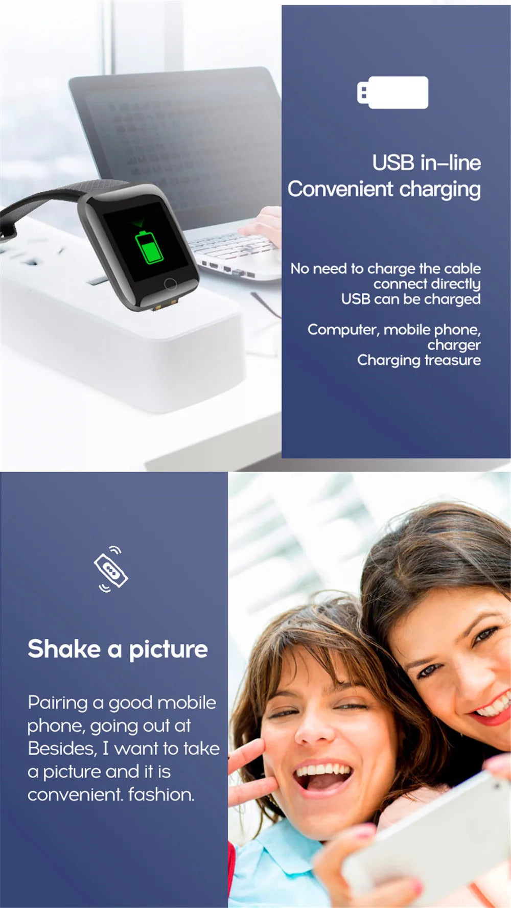 Multifunction Smart Watch For Men Women Kids Message Remind Music Control Sport Step Calories D13 Smartwatch Alarm Clock 116Plus - THOOBO!