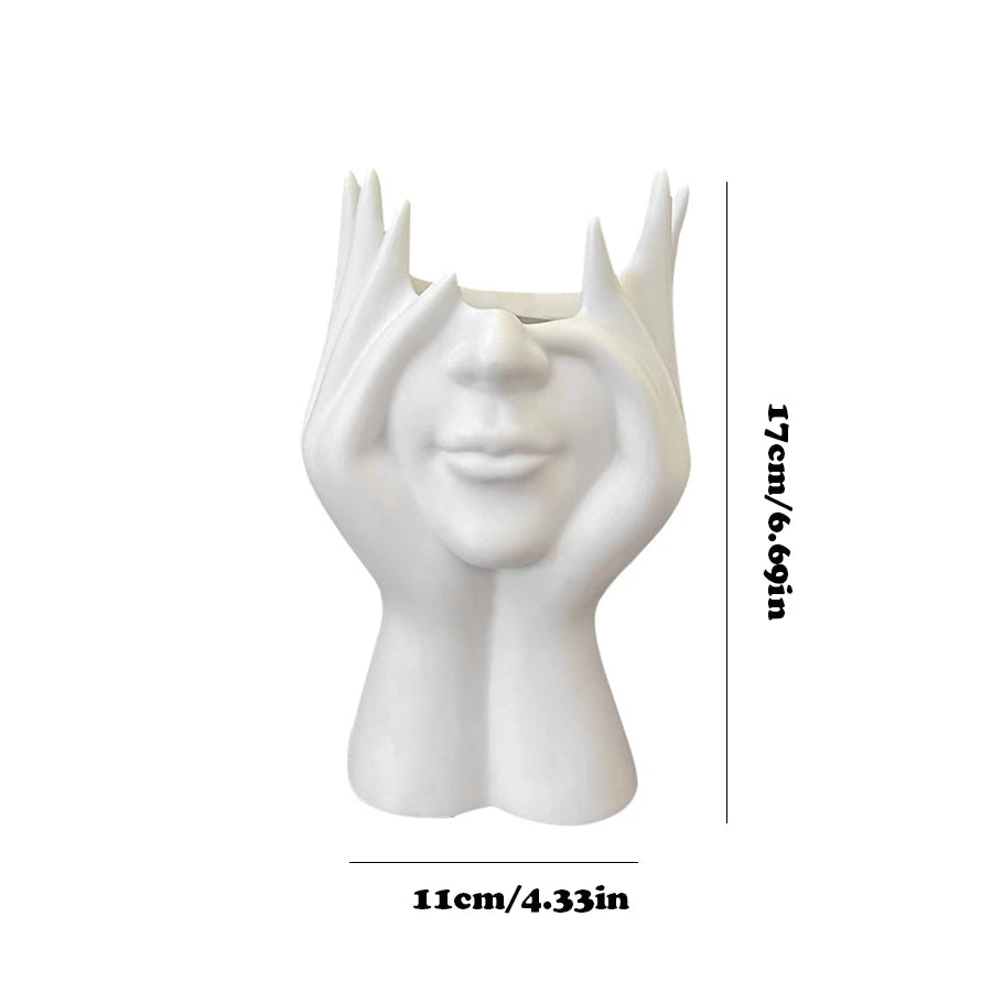 Vases, White Flower Vases For Decor, Modern Decorative Vase Centerpiece For Table Shelf Living Room Durable - THOOBO!