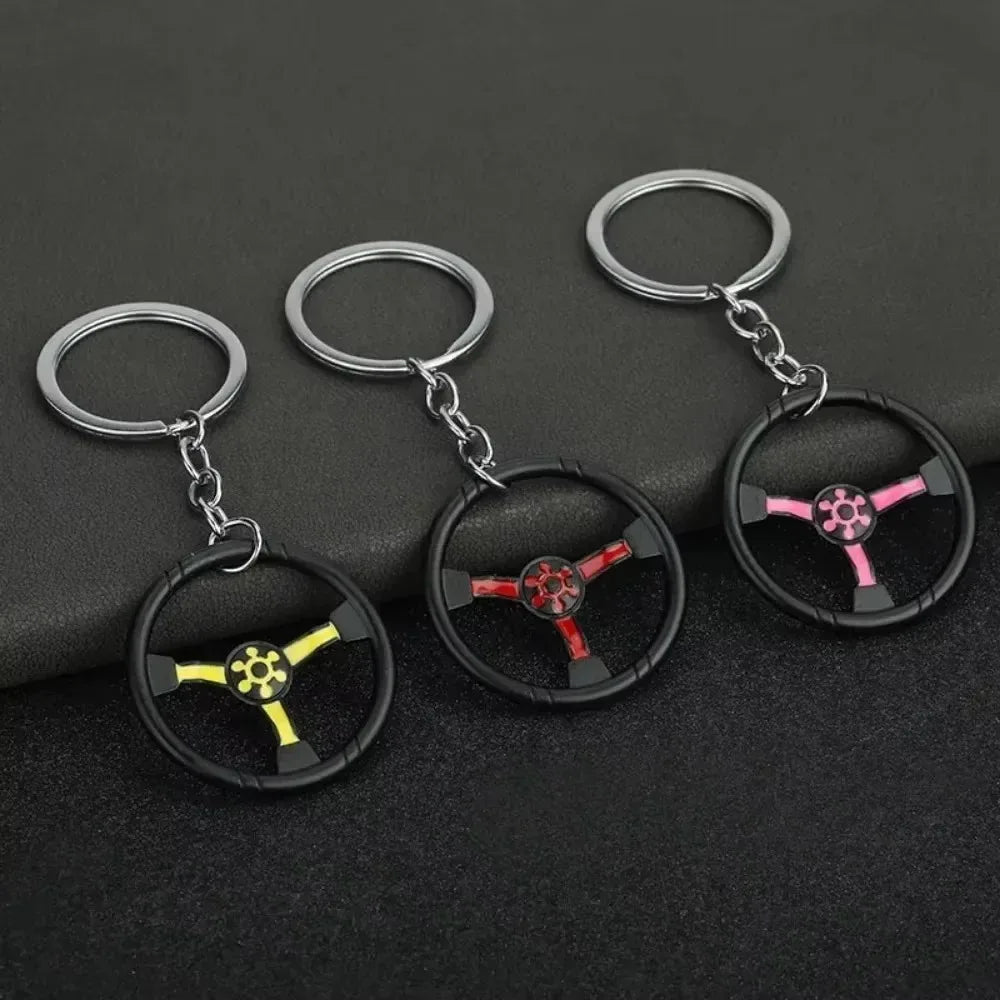 Creative Mini Auto Parts Car Wheel Keychain Auto Enthusiast Metal Keyring Accessories Key Ring Chain for Men Woman Lover Gift
