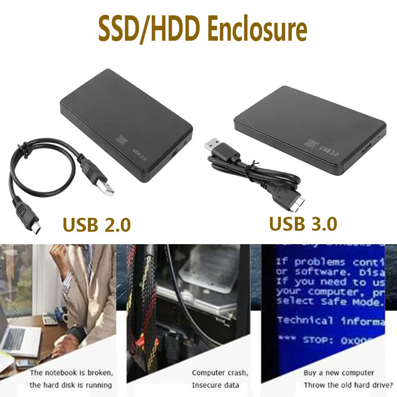Mini 3TB USB 2.0/3.0 Hard Disk Adapter Enclosure Case for Laptop PC 2.5 Inch SATA SSD HDD External Mobile Box Portable Hard Disk - THOOBO!