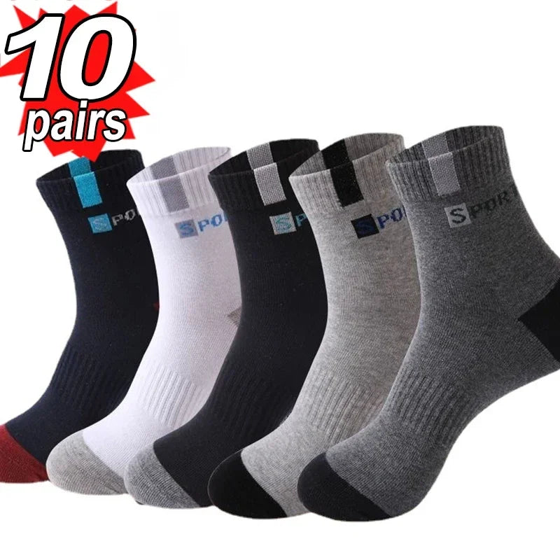 10pairs Breathable Cotton Sports Stockings Men Bamboo Fiber Autumn and Winter Men Socks Sweat Absorption Deodorant Business Sox - THOOBO!