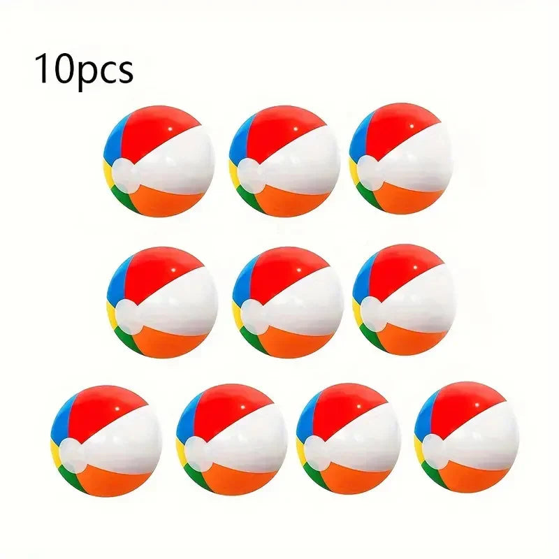 10Pcs Inflatable Beach Balls – Colorful Pool Party Water Game Toys