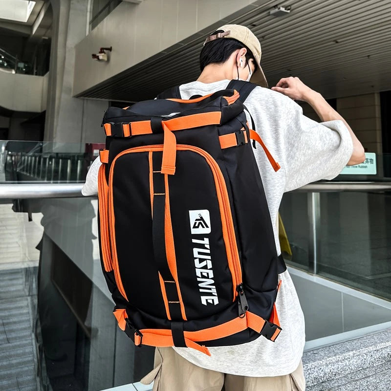 PatchVibe Titan — 75L Waterproof Gym & Travel Backpack w/ Shoe Garage + Laptop Vault