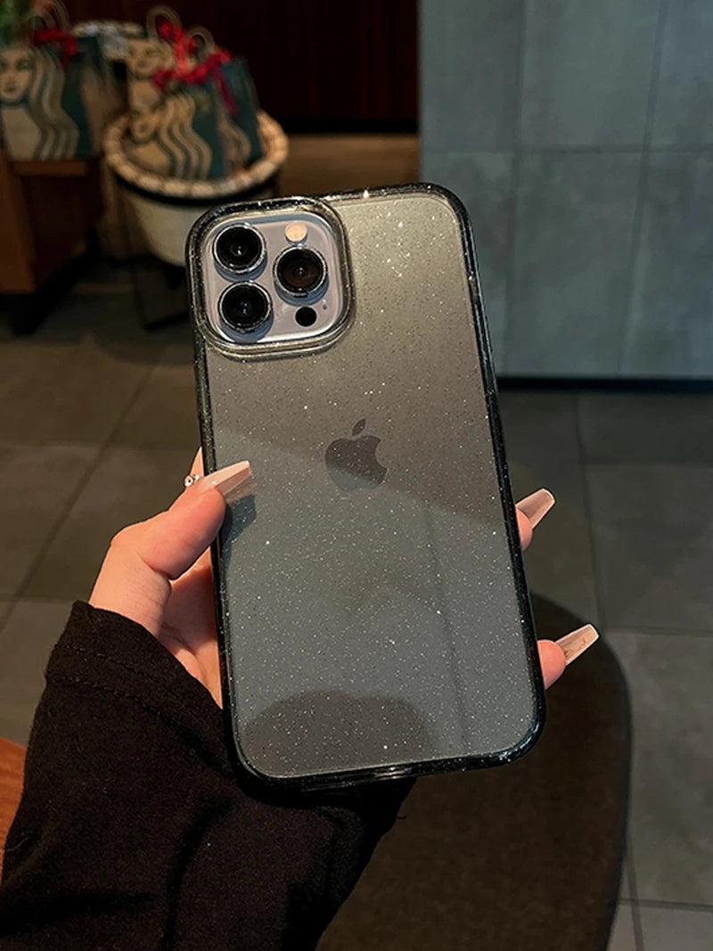 THOOBO! GlitzSnap LuxeCase – Transparent Glitter Bumper Cover for iPhone 16/15/14/13/12/11 Pro Max Mini (Shockproof, Washable, Non-Slip Bling!)