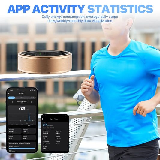 EIGIIS 2024 New Smart Ring Blood Oxygen Heart Rate Monitor IP58Waterproof Bluetooth-Compatible5.0  for Men Women for Android IOS