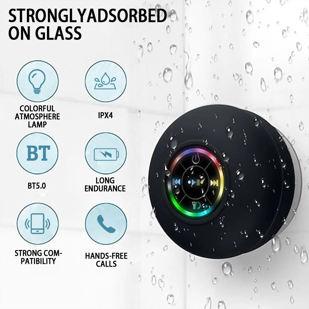 Portable Wireless Bluetooth Speaker LED IPX4 Waterproof Loudspeaker Outdoor Bathroom Large Suction Cup Mini Stereo Sound Box - THOOBO!