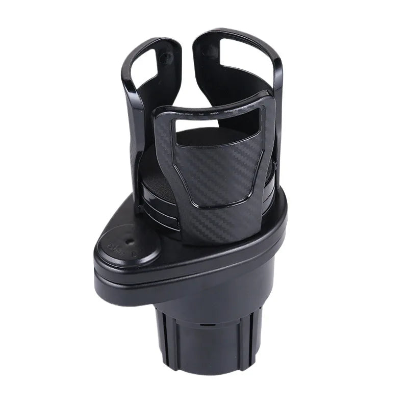 Universal Adjustable Car Cup Holder Expander 2-in-1 Car Organizer Snack Tray & Compass Design Portable Snack Rack Drink Storage