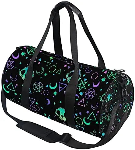 ShadowMoth Traveler — Gothic Skull & Moth Canvas Duffle Bag for Gym, Travel & Night Flights
