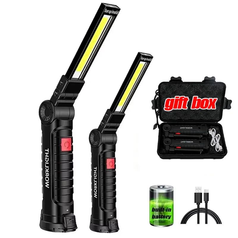 “Grip & Glow Pro” Magnetic COB LED Work Light – Pocket Torch Meets Power Bank