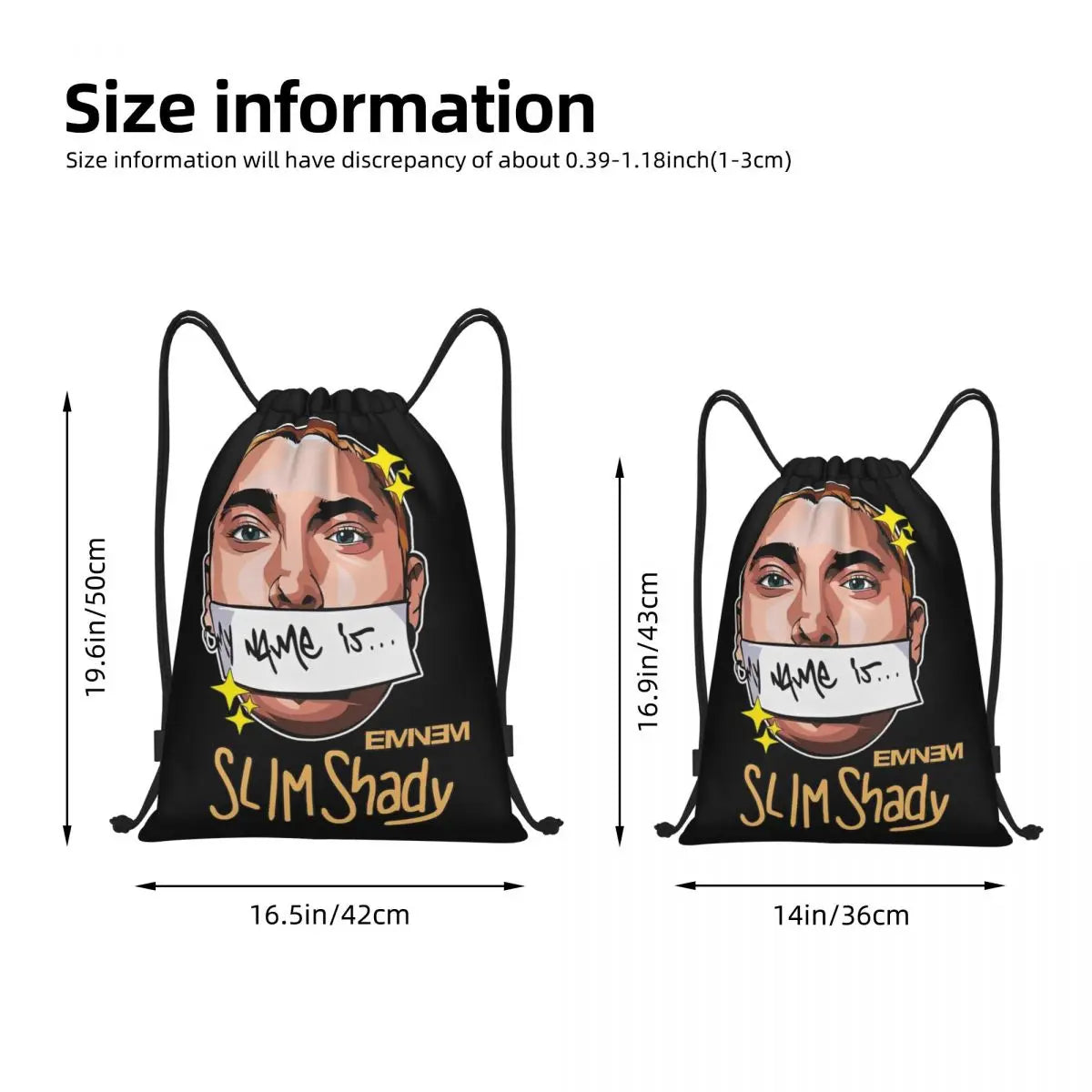 Slim Shady Drawstring Backpack — Eminem-Inspired Gym Sack for Legends Who Don’t Miss Reps or Rhymes