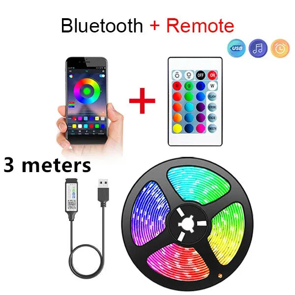 GlowSync Bluetooth LED Strip Lights – Smart 5050 SMD Flexible RGB Tape with App & Remote Control for TV, Gaming & Home Decor