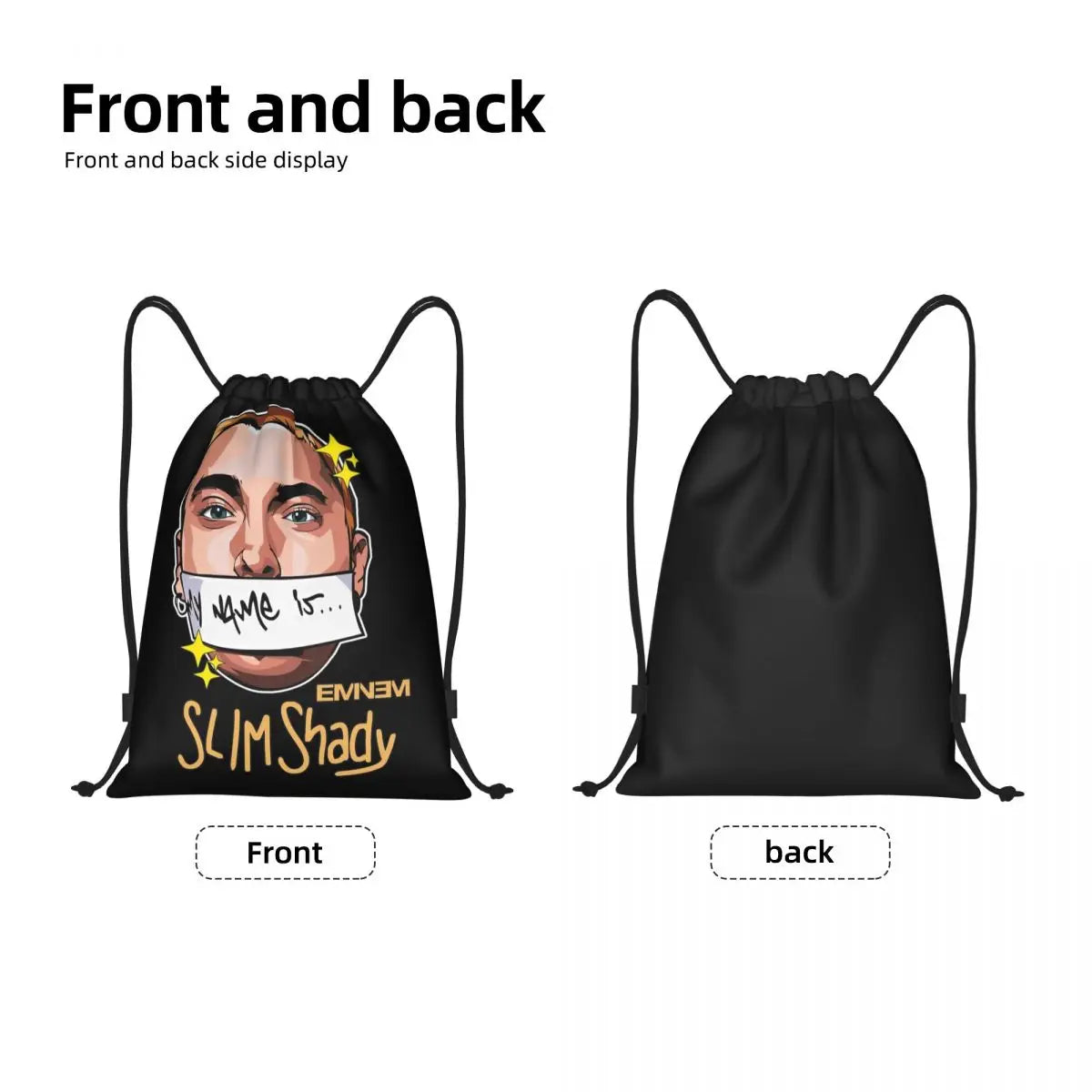 Slim Shady Drawstring Backpack — Eminem-Inspired Gym Sack for Legends Who Don’t Miss Reps or Rhymes